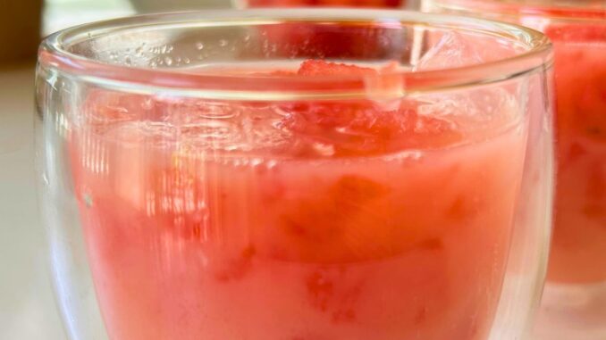 watermelon yakult drink in a glass