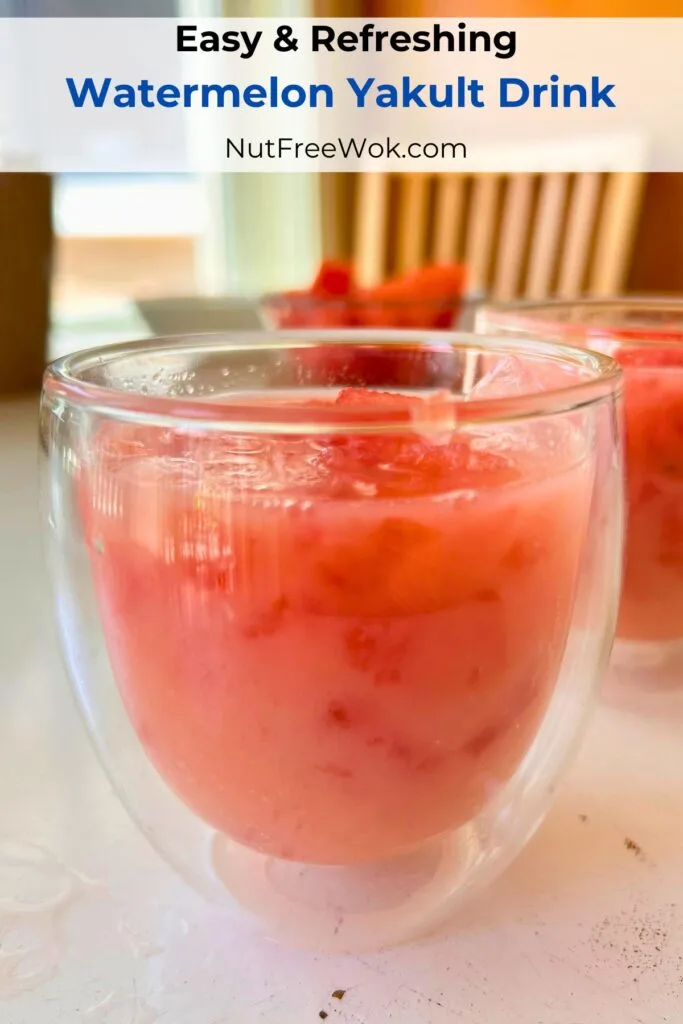 watermelon yakult drink in a glass 