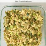 Curried chicken salad in a glass container