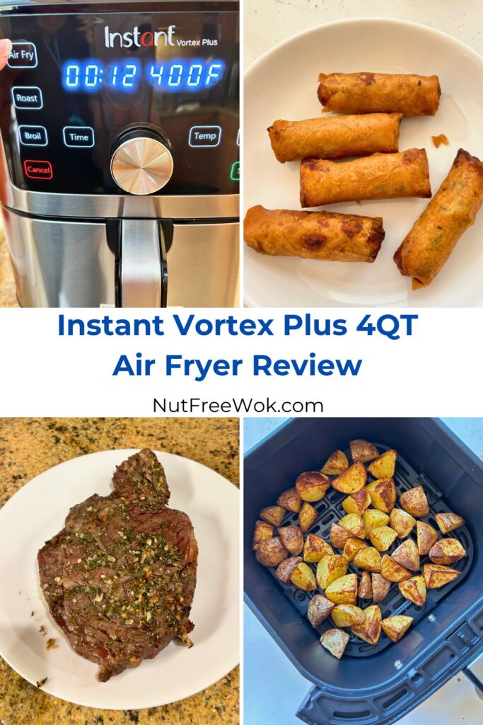 Instant Vortex Plus 4QT Air Fryer collage with foods cooked in the air fryer