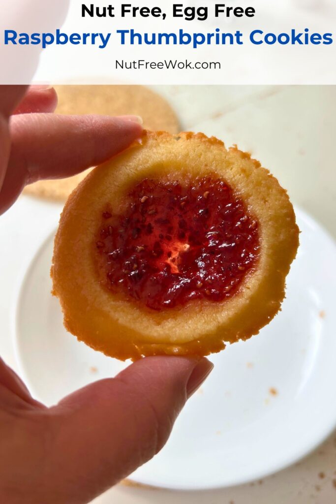 close up of a thumbprint cookies