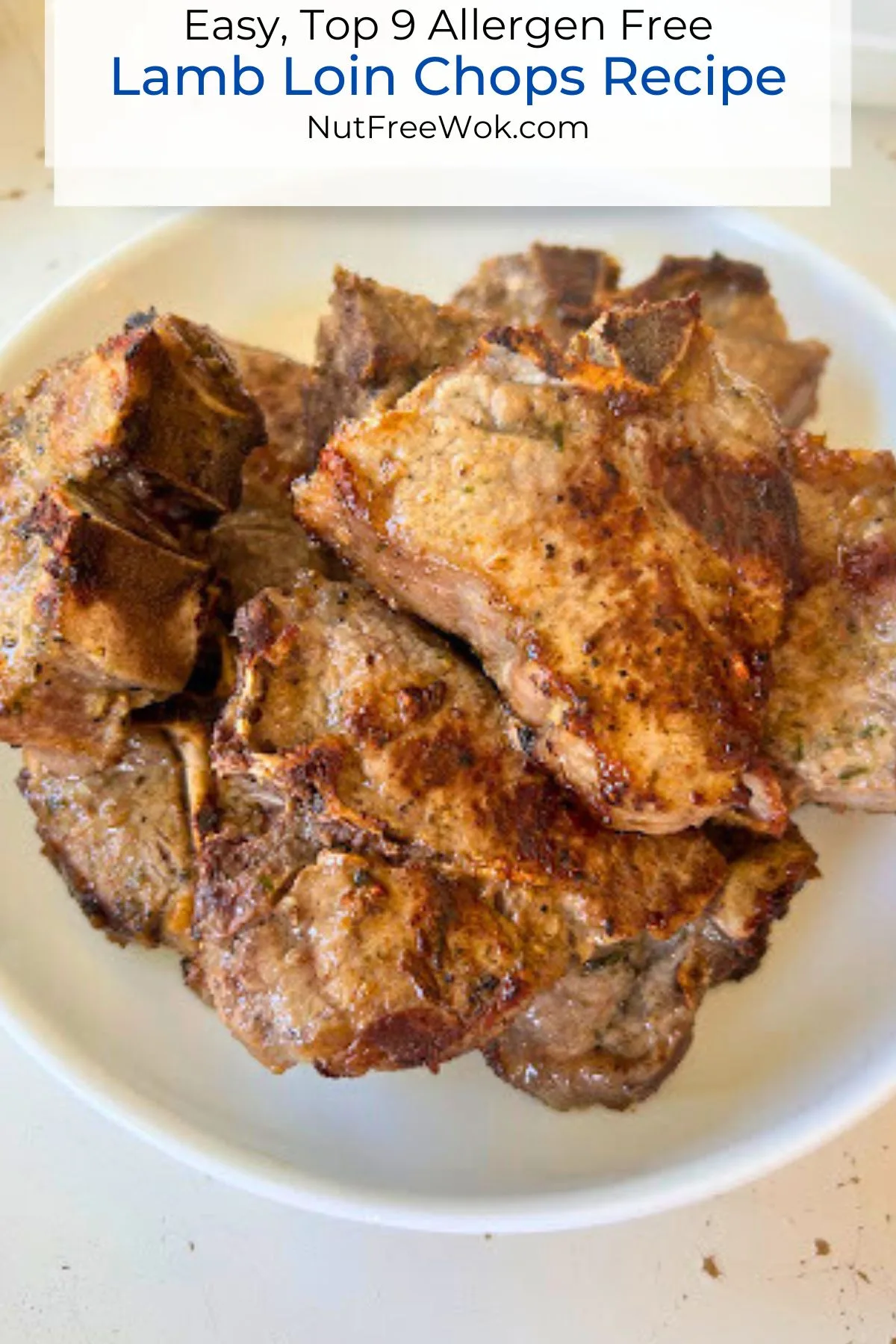 lamb loin chops, in a serving dish close up