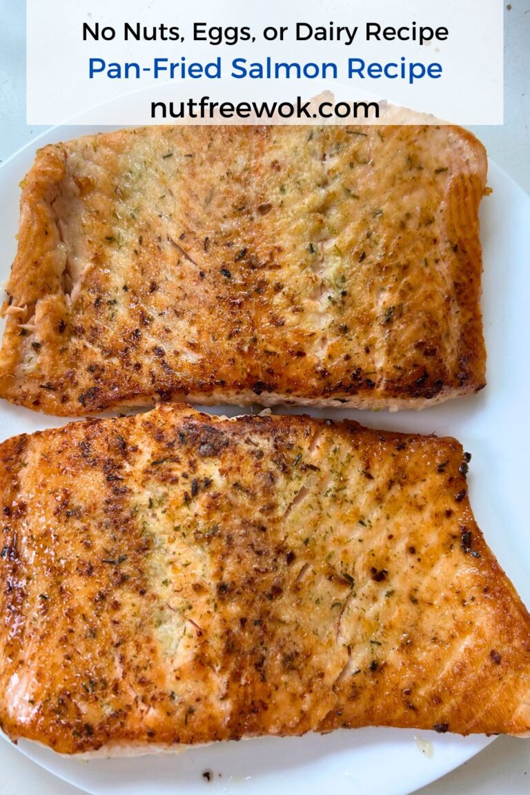 pan fried salmon on a white plate
