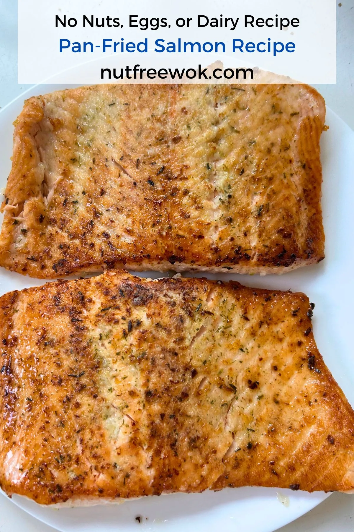 pan fried salmon on a white plate