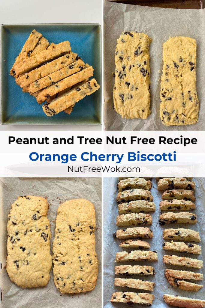 collage of orange cherry biscotti